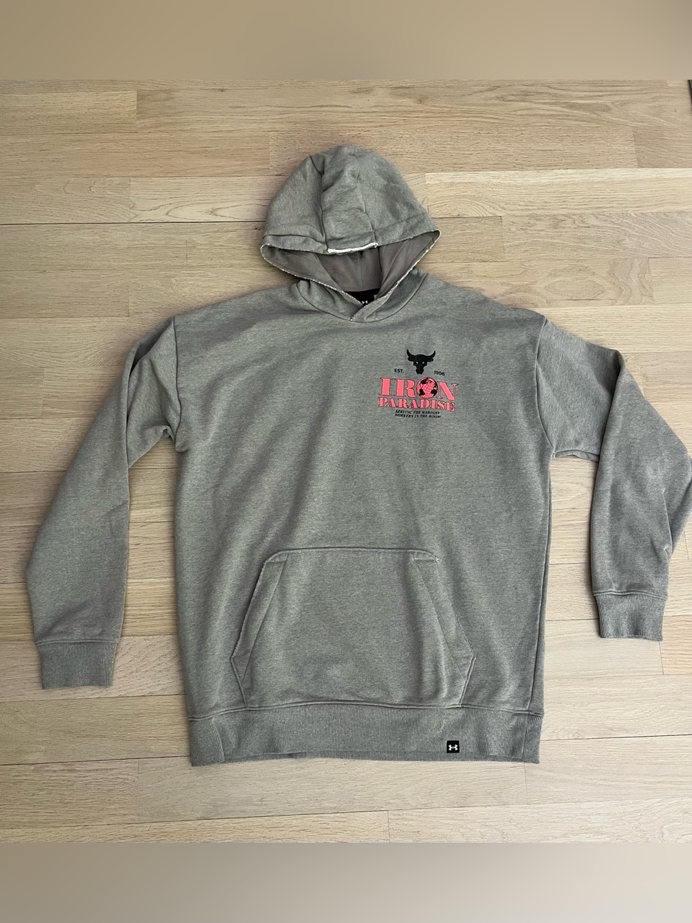 Under Armour Project Rock Iron Paradise Gym Gray Pullover Hoodie